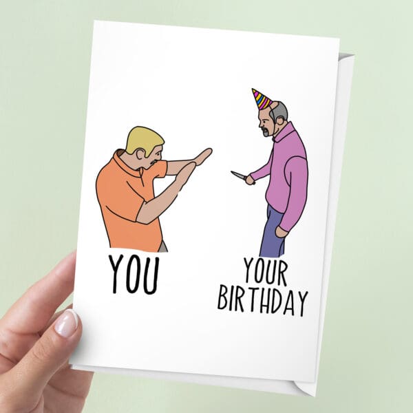 Man With Knife Meme Birthday Card | 7x5" Card