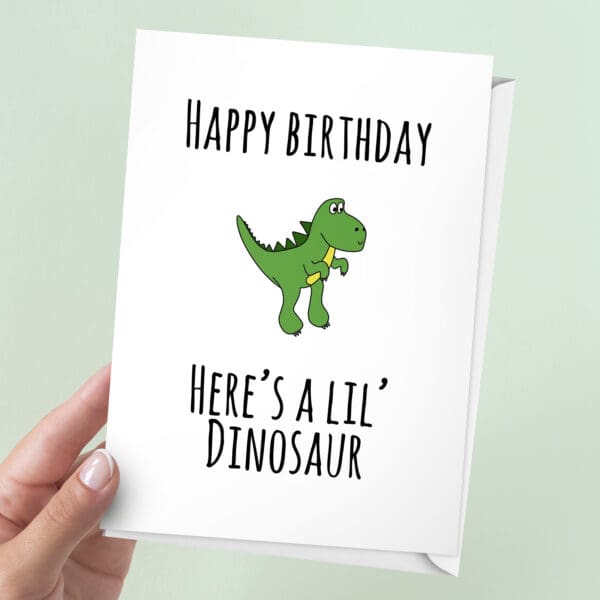 Small Dinosaur Happy Birthday Card | 7x5" Card