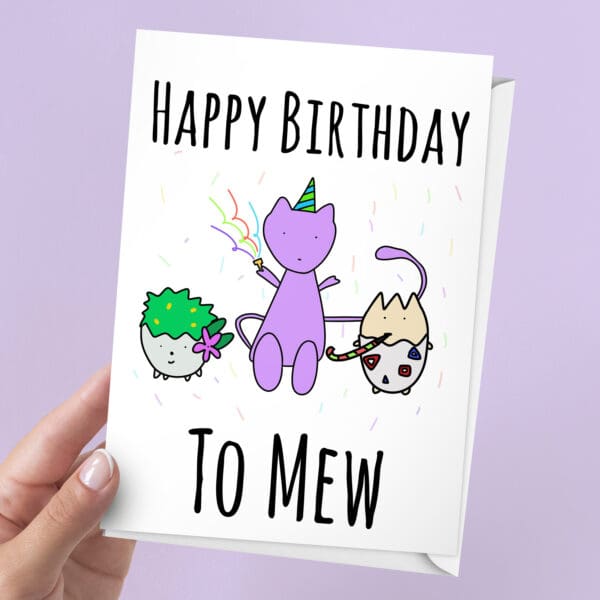 Mew Pokemon Birthday Card | 7x5" Card | Togepi & Shaymin