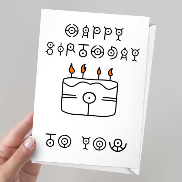Unown Pokemon Birthday Card | 7x5" Card